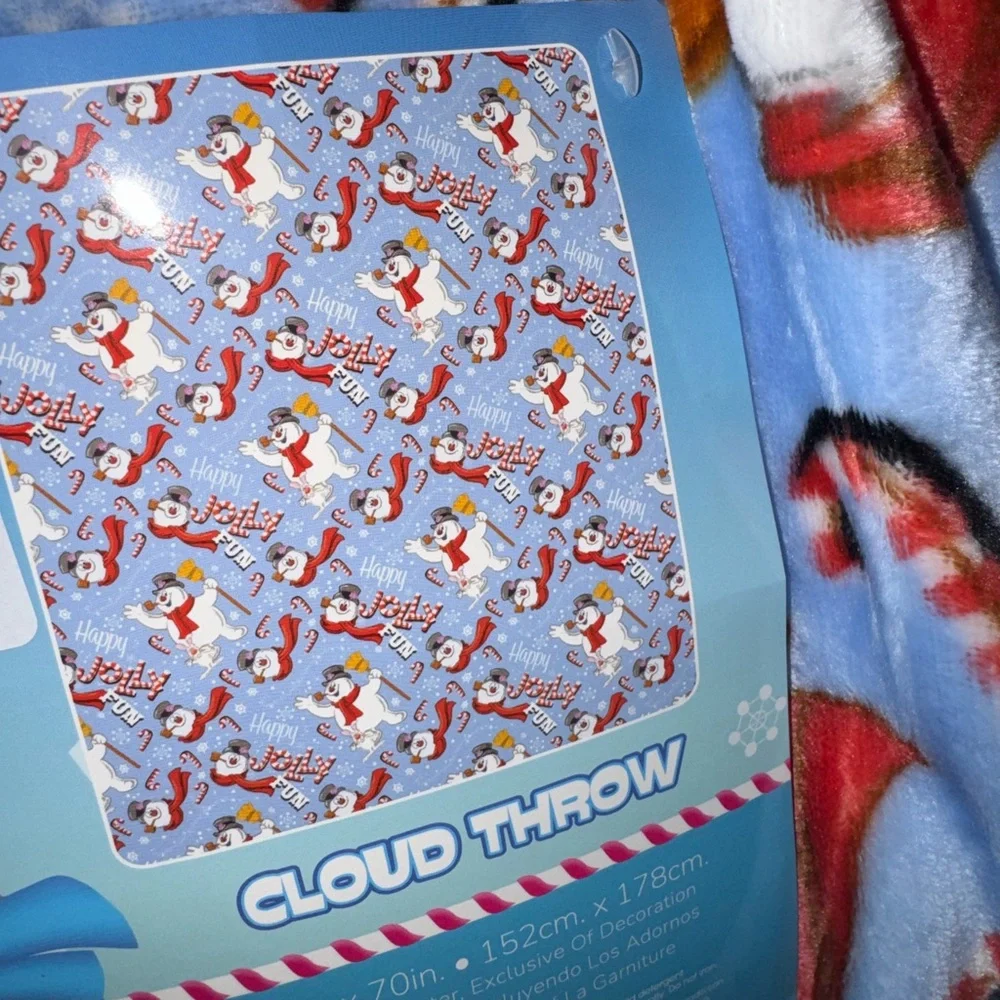 Frosty the Snowman Blue Plush Throw Blanket